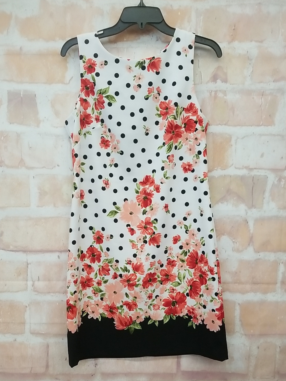 Alyx White Dress with Black Polka Dots and Coral Floral Size 4